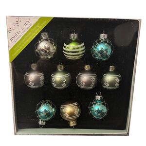 Jingles & Joy Evergreen Creek | Set of 10 | Glass Ornaments | Teal Sage Silver